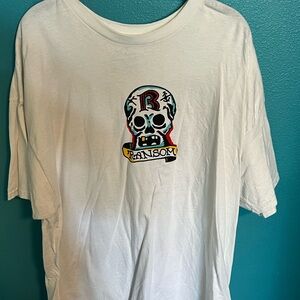 White T-Shirt with Skull Graphic
